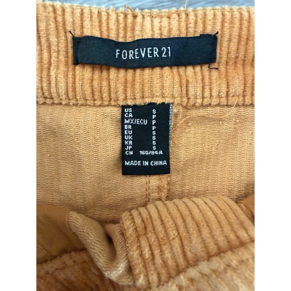 Forever 21 Womens Corduroy Mini Skirt Sz S Camel Color Flat Front Pockets - Picture 2 of 7